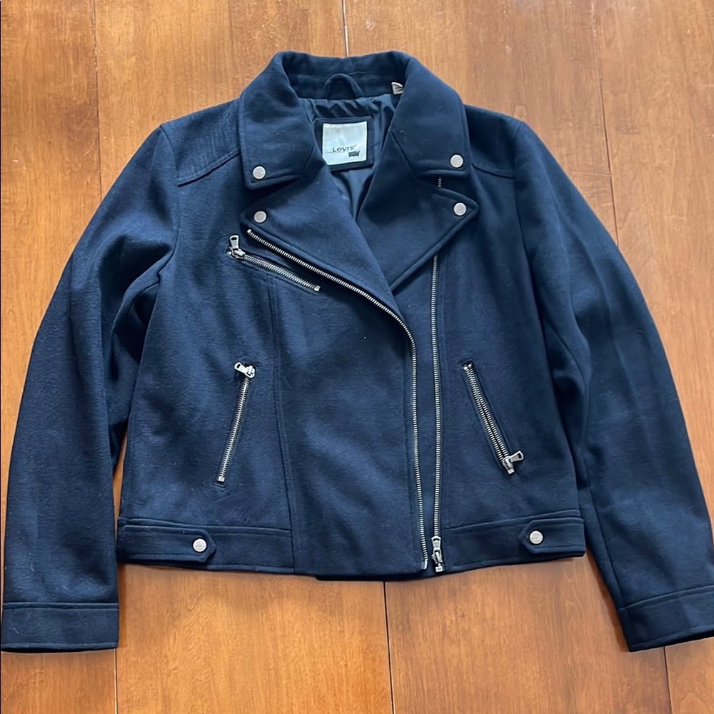 Rare Levis Navy Blue Biker Moto Style Jacket